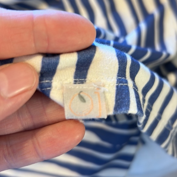 Omi Jo | Blue & White Maxi Dress Sleevess Keyhole Back 9/10 Soft Knit Beachy - Picture 4 of 16